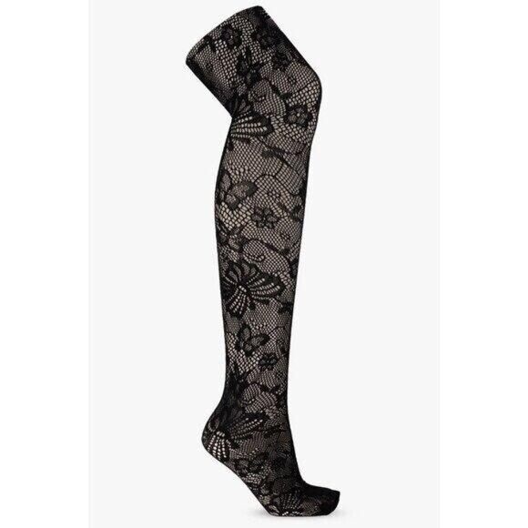 NWT GUCCI BLACK LACE TIGHTS Fionet Size M 716410 Butterfly - Picture 1 of 10